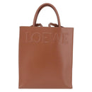 LOEWE Standard A4 Hand Bag Leather 2way Brown Gold Auth 196677A-13