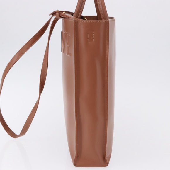 LOEWE Standard A4 Hand Bag Leather 2way Brown Gold Auth 196677A