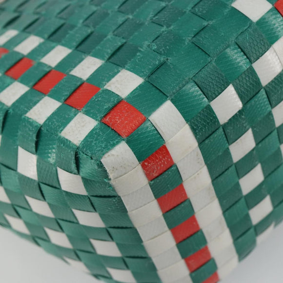 MARNI Basket Bag Vinyl Green Silver Auth 196678A