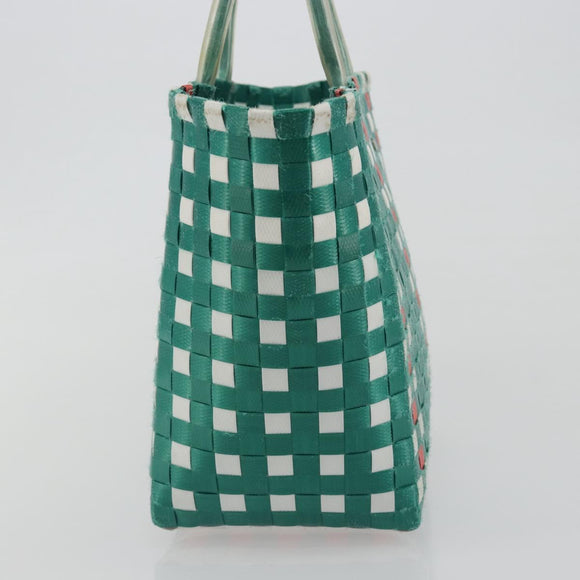 MARNI Basket Bag Vinyl Green Silver Auth 196678A
