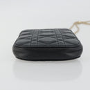 Christian Dior Cannage Phone Holder Leather Black Gold Auth 196679V-5