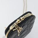 Christian Dior Cannage Phone Holder Leather Black Gold Auth 196679V-20