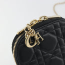 Christian Dior Cannage Phone Holder Leather Black Gold Auth 196679V-21
