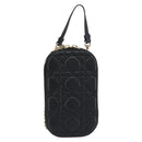 Christian Dior Cannage Phone Holder Leather Black Gold Auth 196679V-13