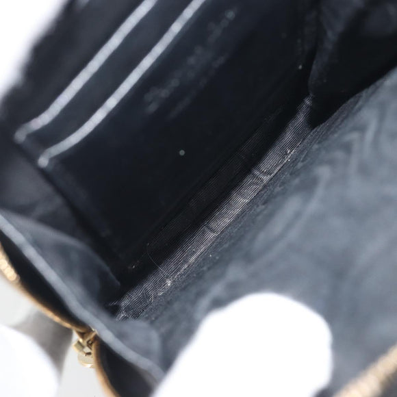Christian Dior Cannage Phone Holder Leather Black Gold Auth 196679V