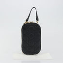 Christian Dior Cannage Phone Holder Leather Black Gold Auth 196679V-12