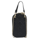 Christian Dior Cannage Phone Holder Leather Black Gold Auth 196679V-2