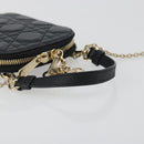 Christian Dior Cannage Phone Holder Leather Black Gold Auth 196679V-7