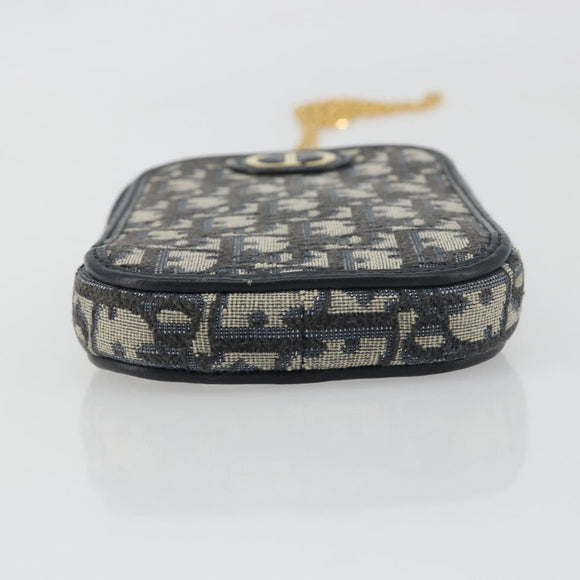 Christian Dior Trotter Canvas Oblique Phone Holder Navy Gold Auth 196681M