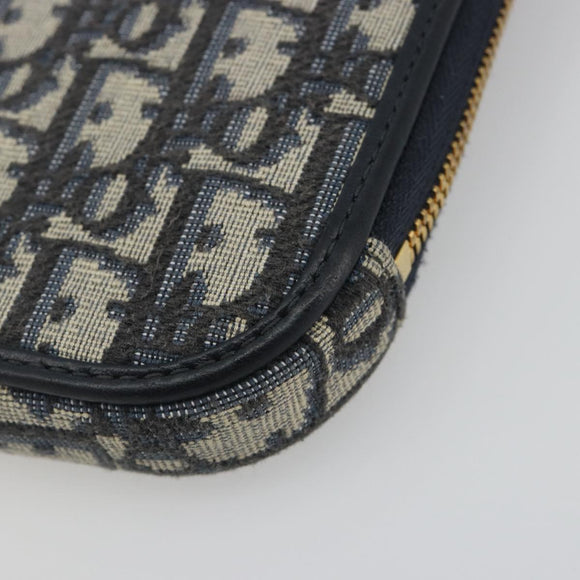 Christian Dior Trotter Canvas Oblique Phone Holder Navy Gold Auth 196681M