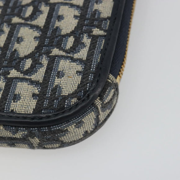 Christian Dior Trotter Canvas Oblique Phone Holder Navy Gold Auth 196681M