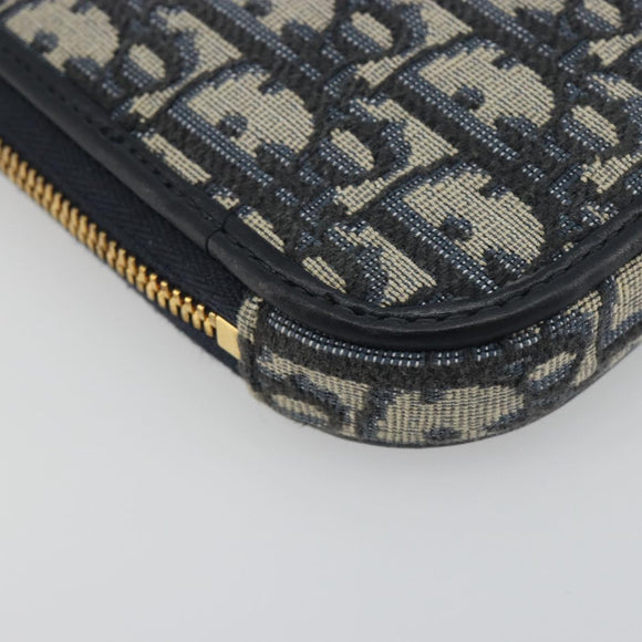 Christian Dior Trotter Canvas Oblique Phone Holder Navy Gold Auth 196681M