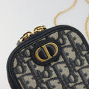 Christian Dior Trotter Canvas Oblique Phone Holder Navy Gold Auth 196681M-20