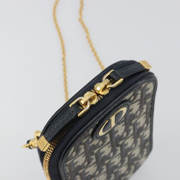 Christian Dior Trotter Canvas Oblique Phone Holder Navy Gold Auth 196681M