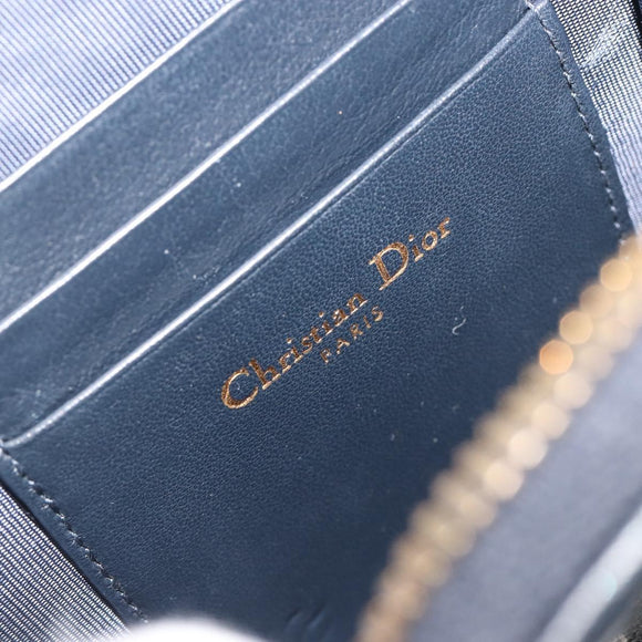 Christian Dior Trotter Canvas Oblique Phone Holder Navy Gold Auth 196681M