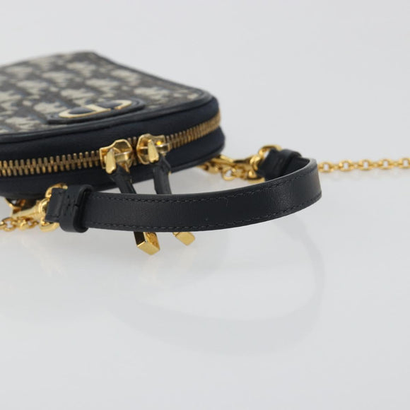 Christian Dior Trotter Canvas Oblique Phone Holder Navy Gold Auth 196681M