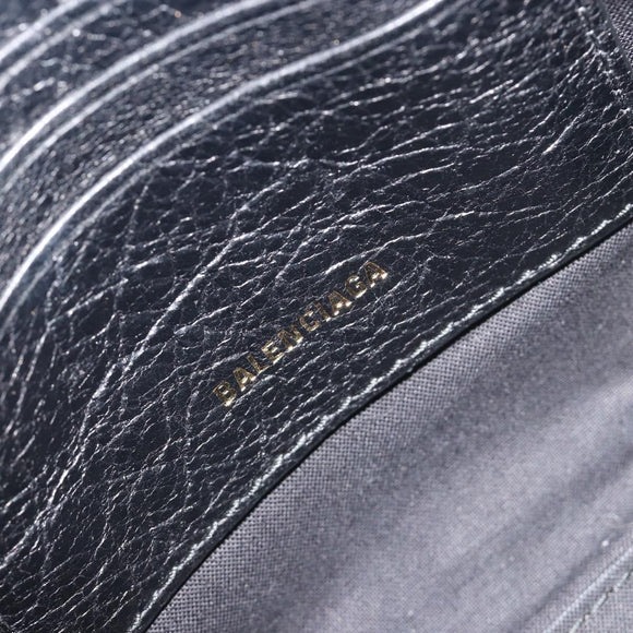 BALENCIAGA Bazaar Shopper XXS Bag Leather 2way Black Silver 513988 Auth 196682A