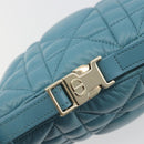 Christian Dior Canage Nomad Pouch Leather Blue Gold Auth 196686A-14