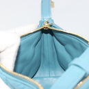 Christian Dior Canage Nomad Pouch Leather Blue Gold Auth 196686A-19