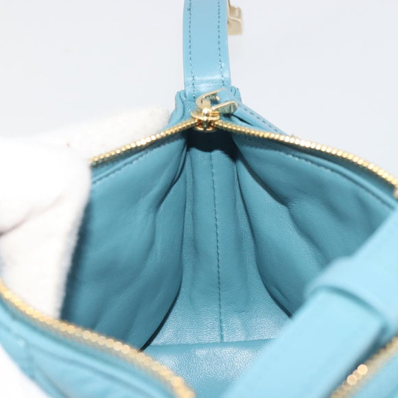 Christian Dior Canage Nomad Pouch Leather Blue Gold Auth 196686A