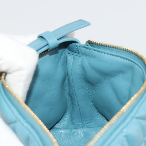 Christian Dior Canage Nomad Pouch Leather Blue Gold Auth 196686A