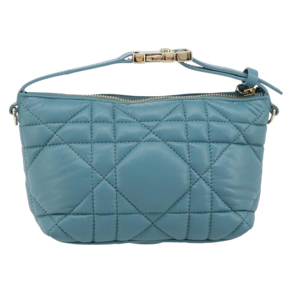 Christian Dior Canage Nomad Pouch Leather Blue Gold Auth 196686A
