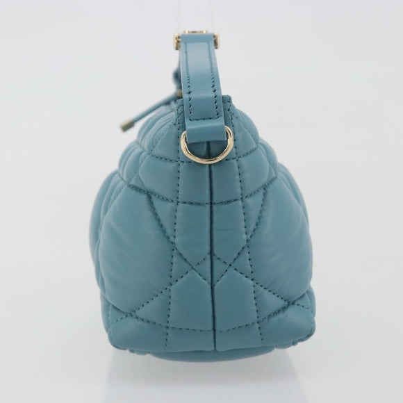 Christian Dior Canage Nomad Pouch Leather Blue Gold Auth 196686A