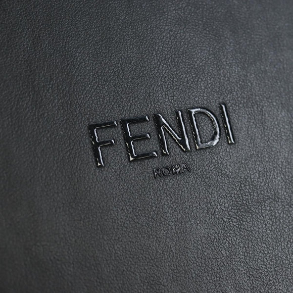 FENDI Box Shoulder Bag Leather Black Silver Auth 196687M