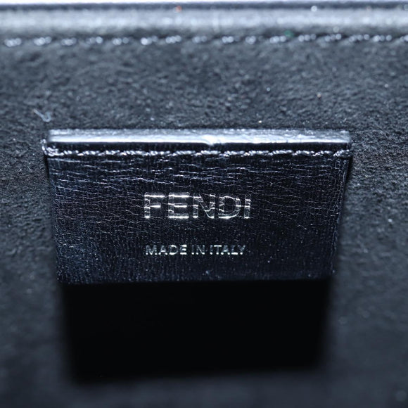 FENDI Box Shoulder Bag Leather Black Silver Auth 196687M