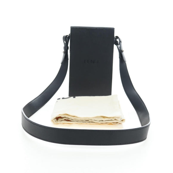 FENDI Box Shoulder Bag Leather Black Silver Auth 196687M
