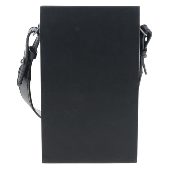 FENDI Box Shoulder Bag Leather Black Silver Auth 196687M