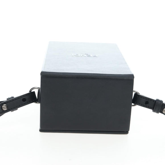 FENDI Box Shoulder Bag Leather Black Silver Auth 196687M