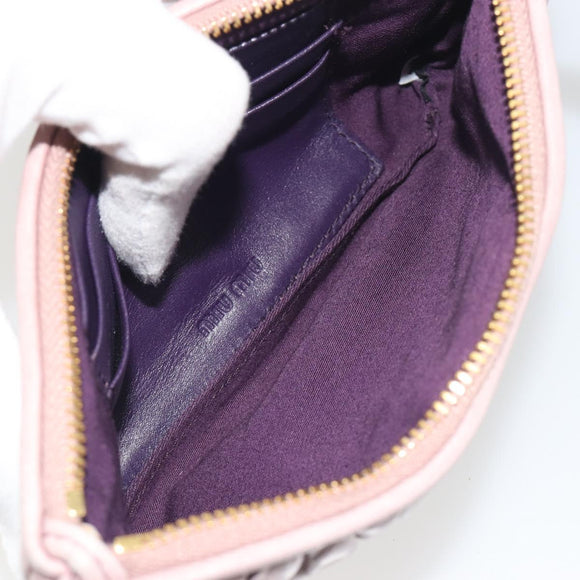 Miu Miu Pouch Leather Pink Gold Auth 196689A