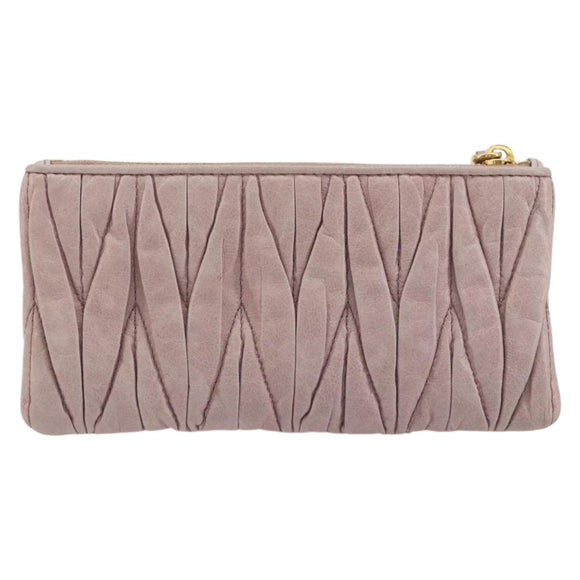 Miu Miu Pouch Leather Pink Gold Auth 196689A
