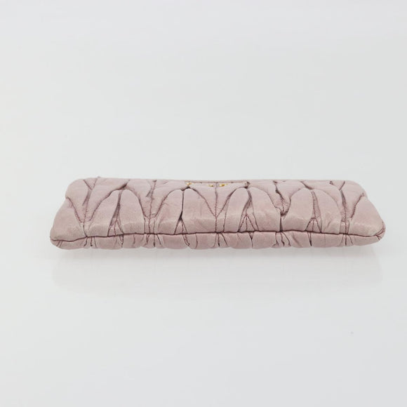 Miu Miu Pouch Leather Pink Gold Auth 196689A