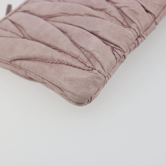 Miu Miu Pouch Leather Pink Gold Auth 196689A