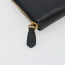 PRADA Long Wallet Leather Black Gold Auth 196690A-12