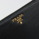 PRADA Long Wallet Leather Black Gold Auth 196690A-13