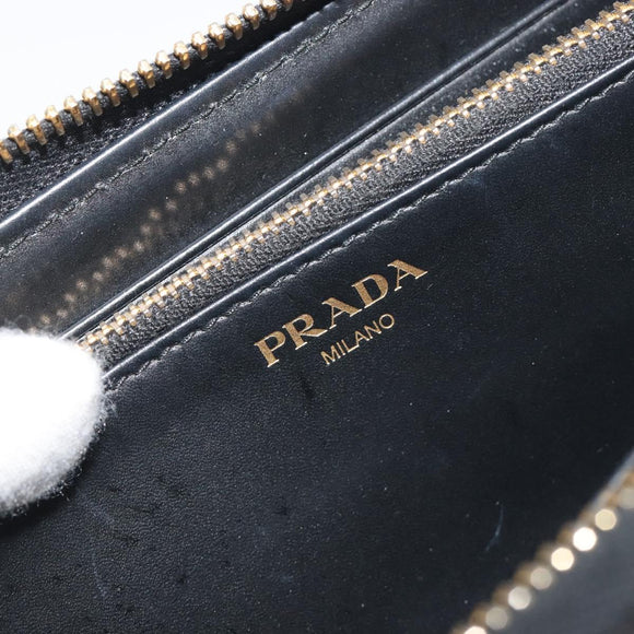 PRADA Long Wallet Leather Black Gold Auth 196690A