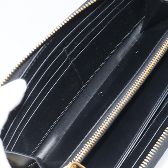 PRADA Long Wallet Leather Black Gold Auth 196690A