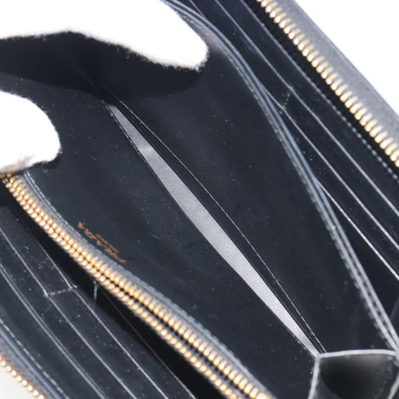 PRADA Long Wallet Leather Black Gold Auth 196690A