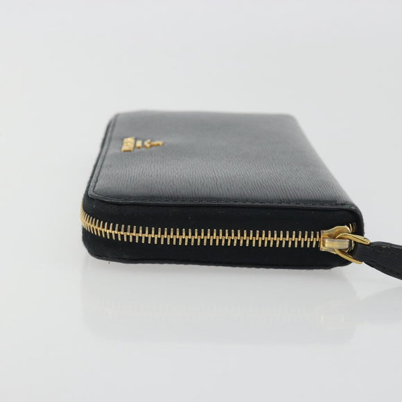 PRADA Long Wallet Leather Black Gold Auth 196690A
