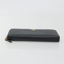 PRADA Long Wallet Leather Black Gold Auth 196690A-7