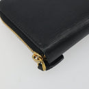 PRADA Long Wallet Leather Black Gold Auth 196690A-9
