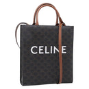 CELINE Macadam Canvas Vertical Cabas Small Hand Bag PVC Brown Gold Auth 196692V-1
