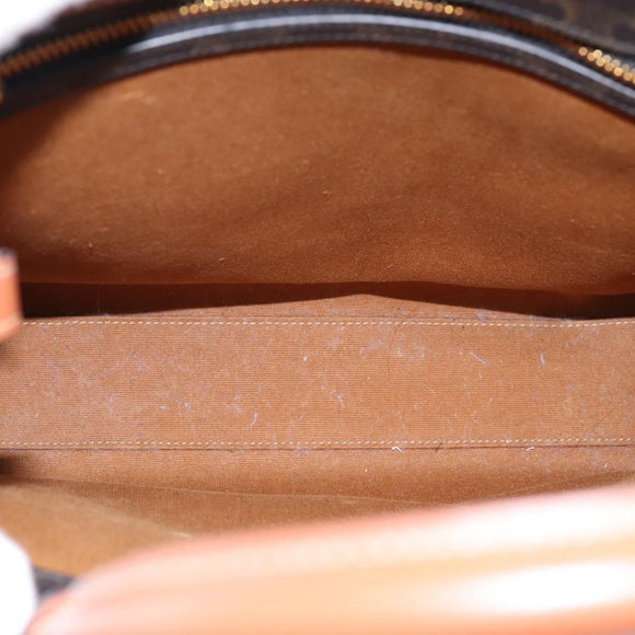 CELINE Macadam Canvas Vertical Cabas Small Hand Bag PVC Brown Gold Auth 196692V