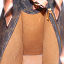 CELINE Macadam Canvas Vertical Cabas Small Hand Bag PVC Brown Gold Auth 196692V-18