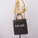 CELINE Macadam Canvas Vertical Cabas Small Hand Bag PVC Brown Gold Auth 196692V-22