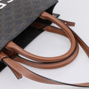 CELINE Macadam Canvas Vertical Cabas Small Hand Bag PVC Brown Gold Auth 196692V-7