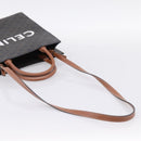 CELINE Macadam Canvas Vertical Cabas Small Hand Bag PVC Brown Gold Auth 196692V-9